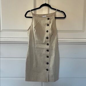 Linen Mini Dress with Button Accents
